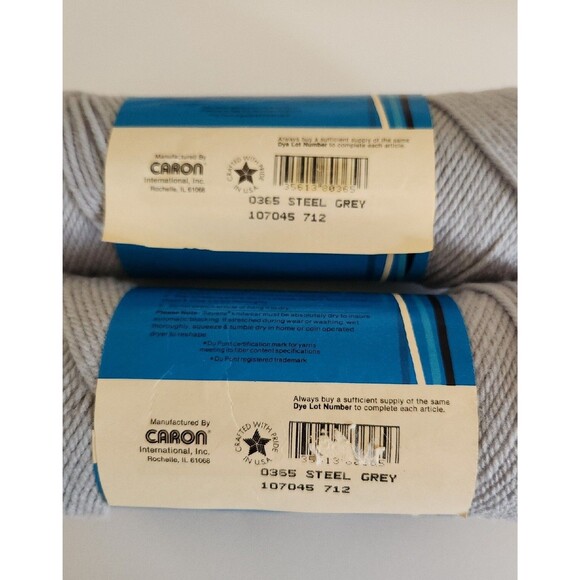 Vintage  Dawn SAYELLE Yarn - #712 -Steel Grey Lot of 2 100% Orlon Acrylic New - Picture 5 of 5